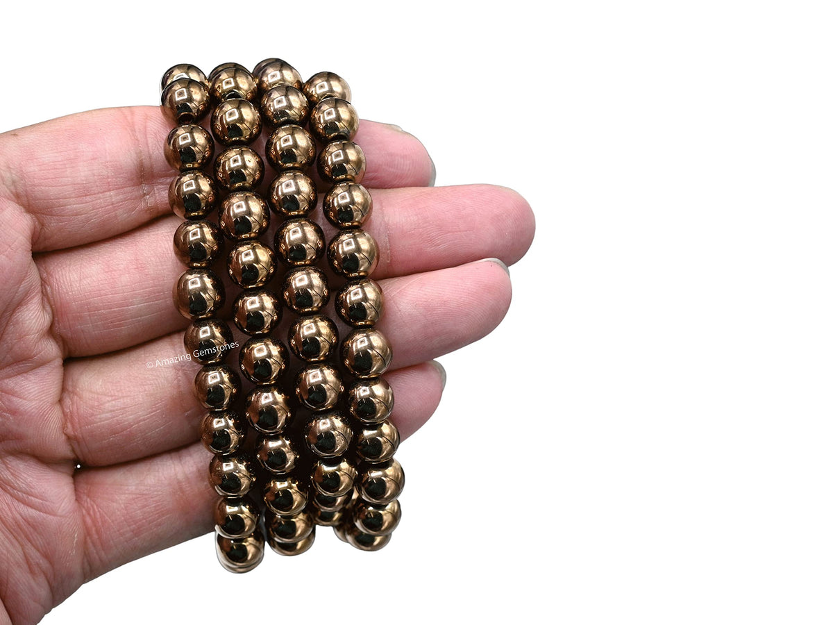 Copper Hematite Buddhist Prayer Beads Japa Mala with 108 Meditation Beads (Without Knots / Copper Hematite)