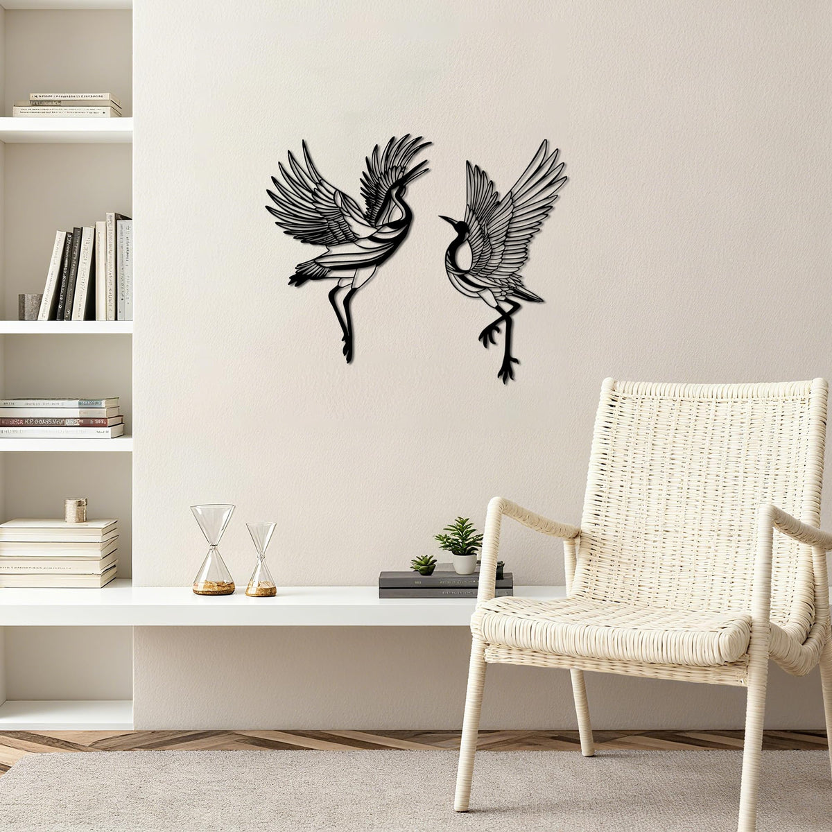 Large Standing Heron Metal Wall Art (Guardian Stance-L)