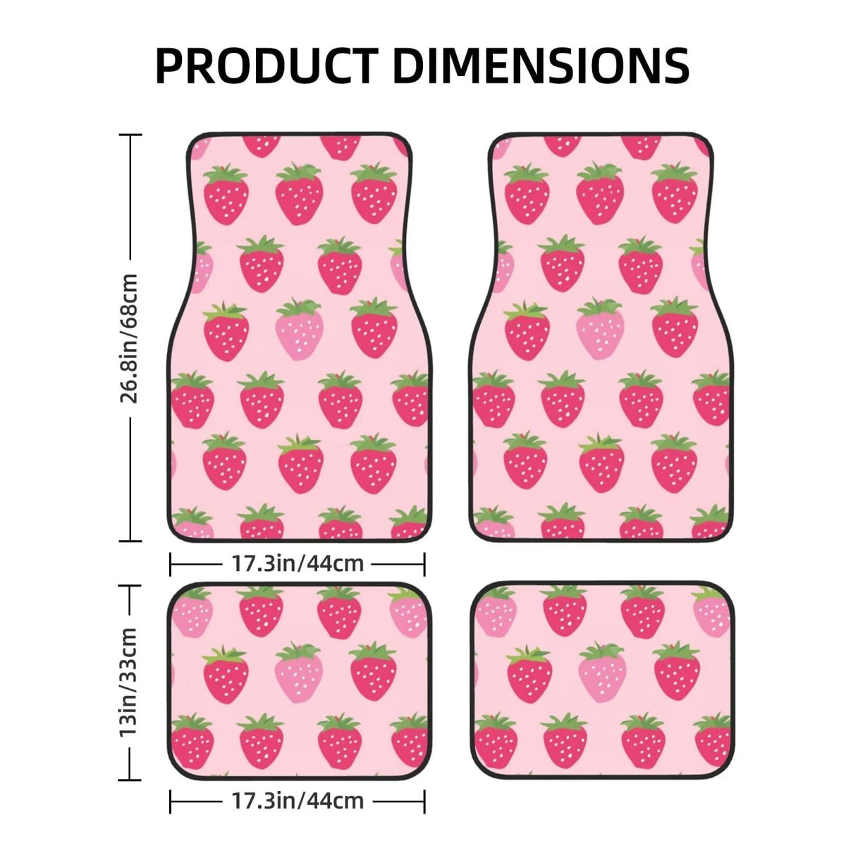 Car Floor Mats Set of 4 Red Strawberry Universal for Car SUV Truck Van Non (Red Strawberry)