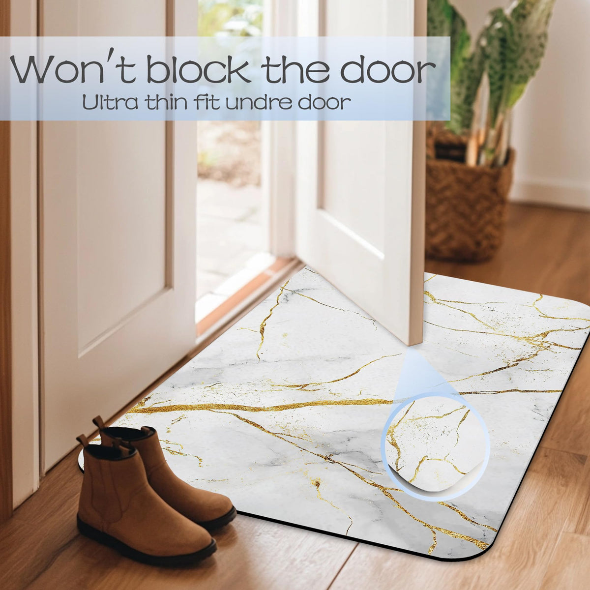 Platinum Marble Bathroom Rug 29.5"x17" (Platinum Marble Texture)