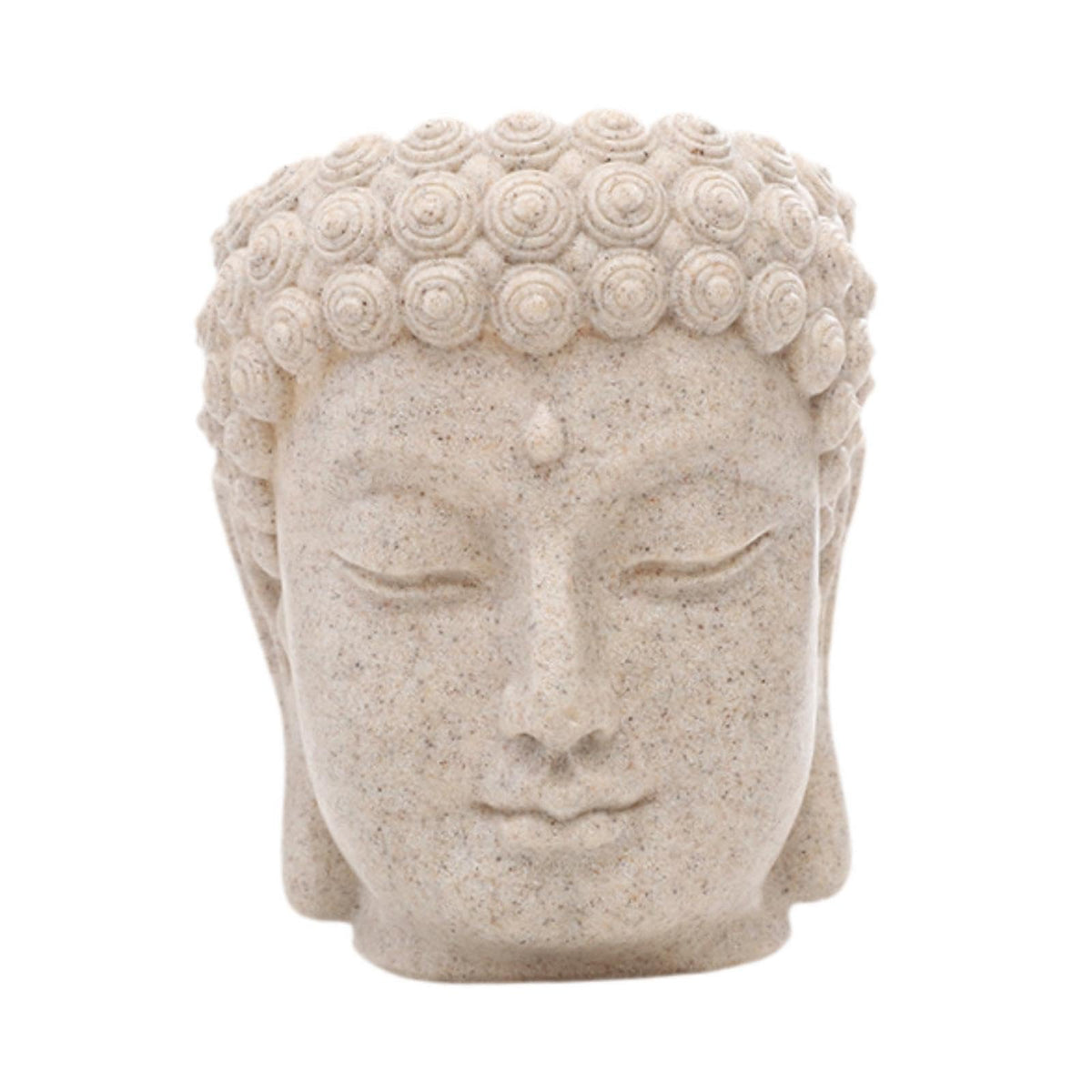 Buddha Head Figurine Flower Pot Plant Container Resin Desktop Ornament Planter for Patio Desk Shelf Indoor Outdoor Home Decor (Style B)