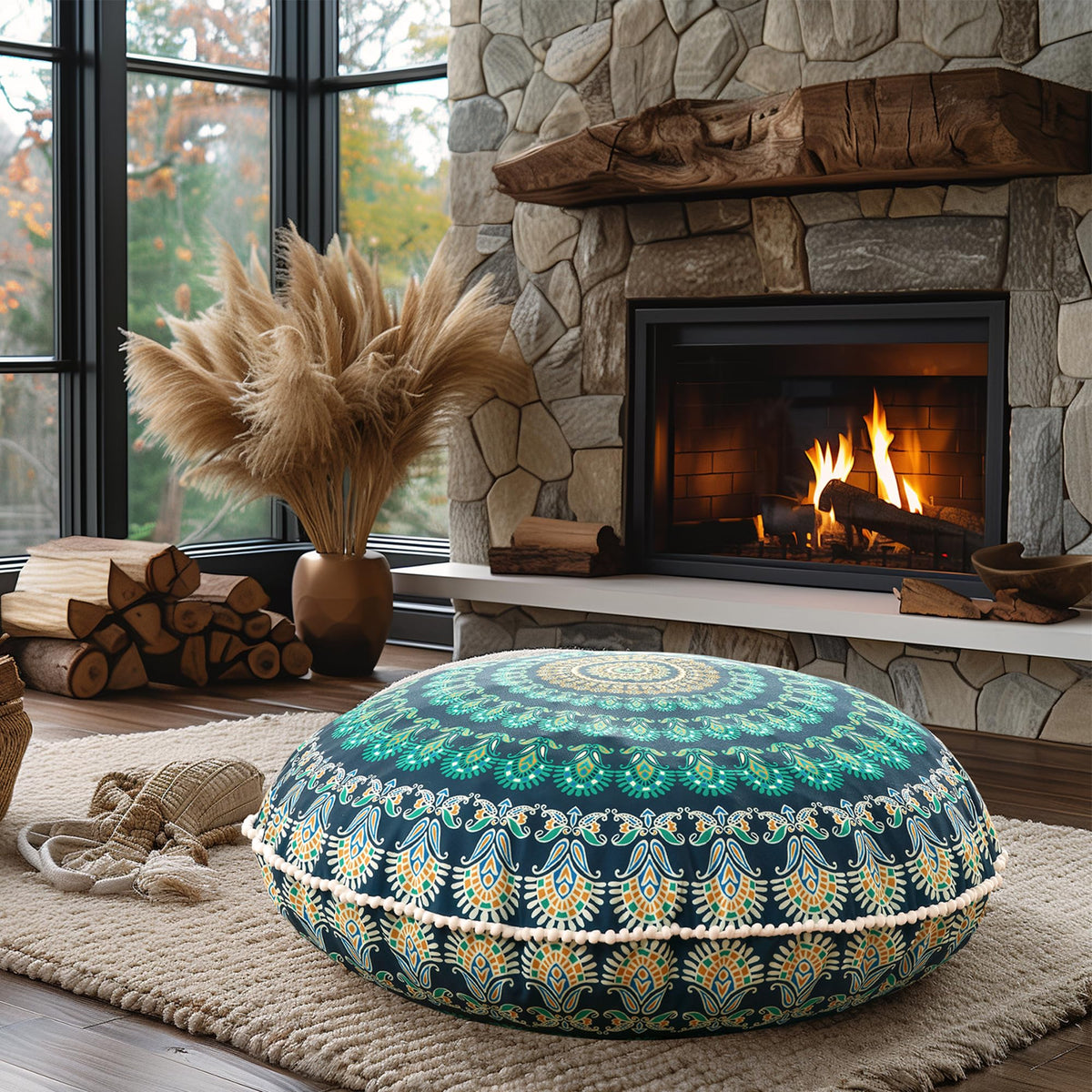 32 inch Floor Pillow (1 Count (Pack of 1) / Round | Green)