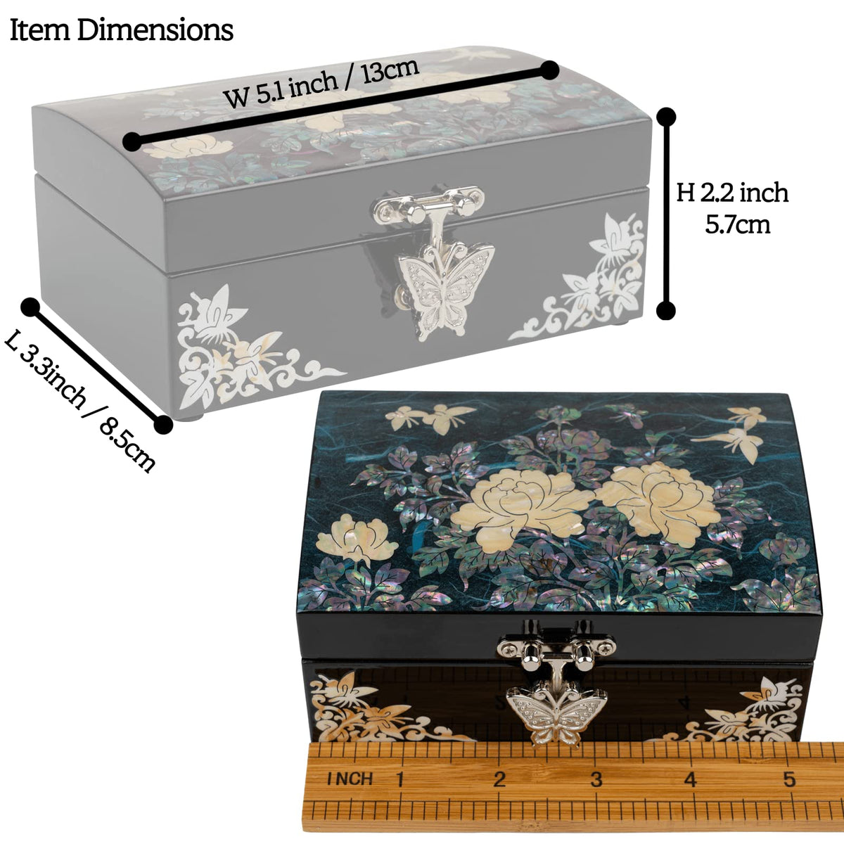 Mother of Pearl Small Jewelry Box (Dark Turquoise)