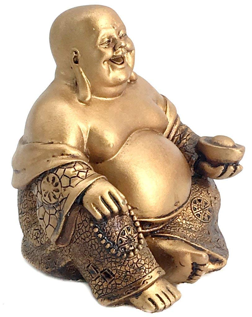 Laughing Buddha Statue Zen Decor 21770 (Gloden)