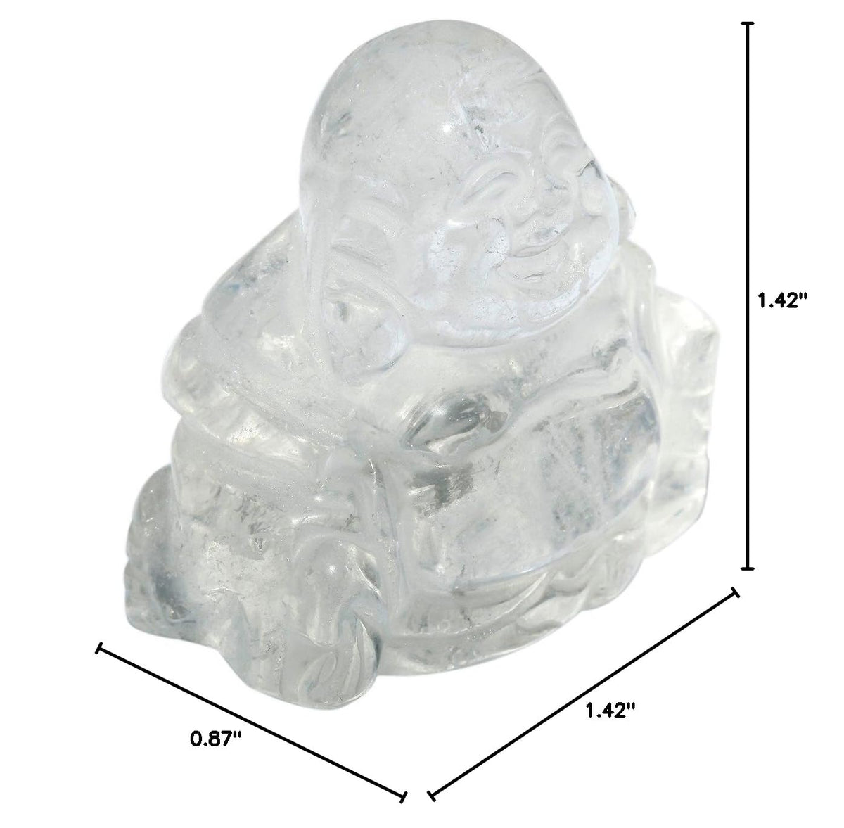 1.5 in Rock Quartz Happy Buddha Statue Crystal Figurine (Clear)