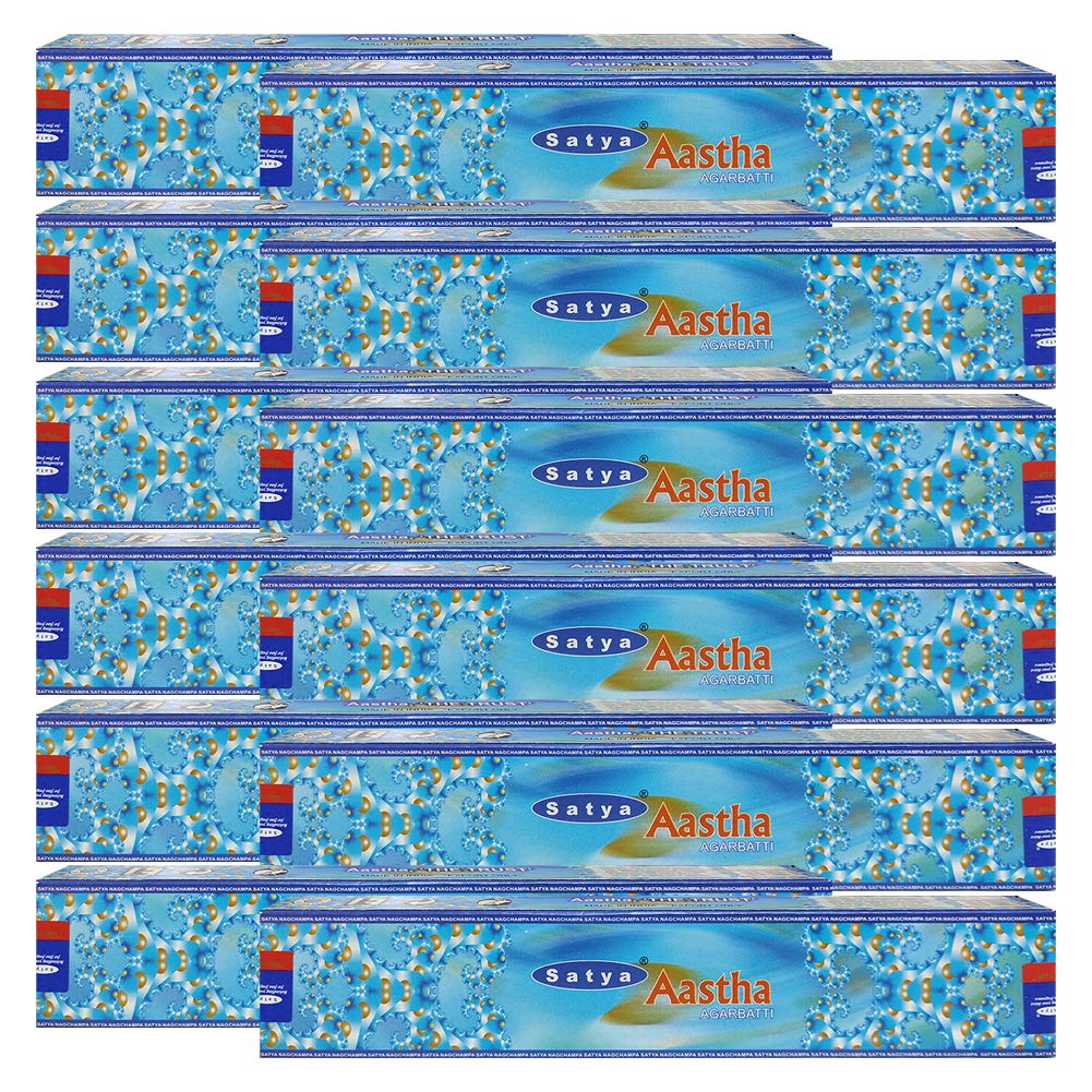 Aastha Incense Sticks and Incense Stick Holder Bundle Insence Insense Satya (Aastha 15g - Pack of 12)