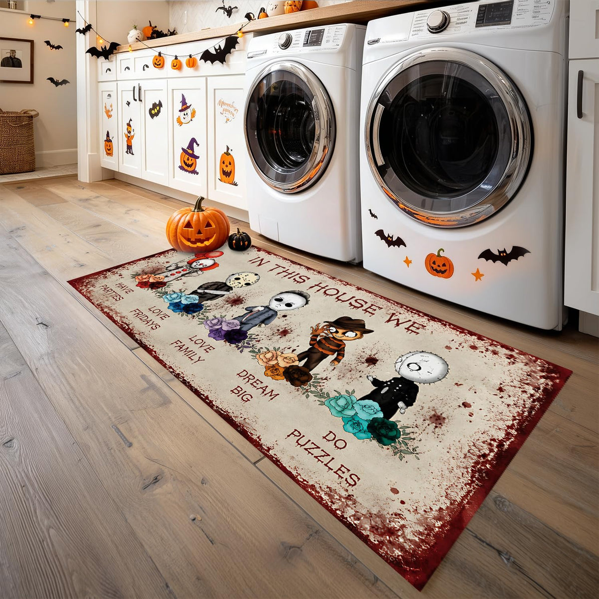 Halloween Friends Laundry Room Rug 20x47 Inch (#89)