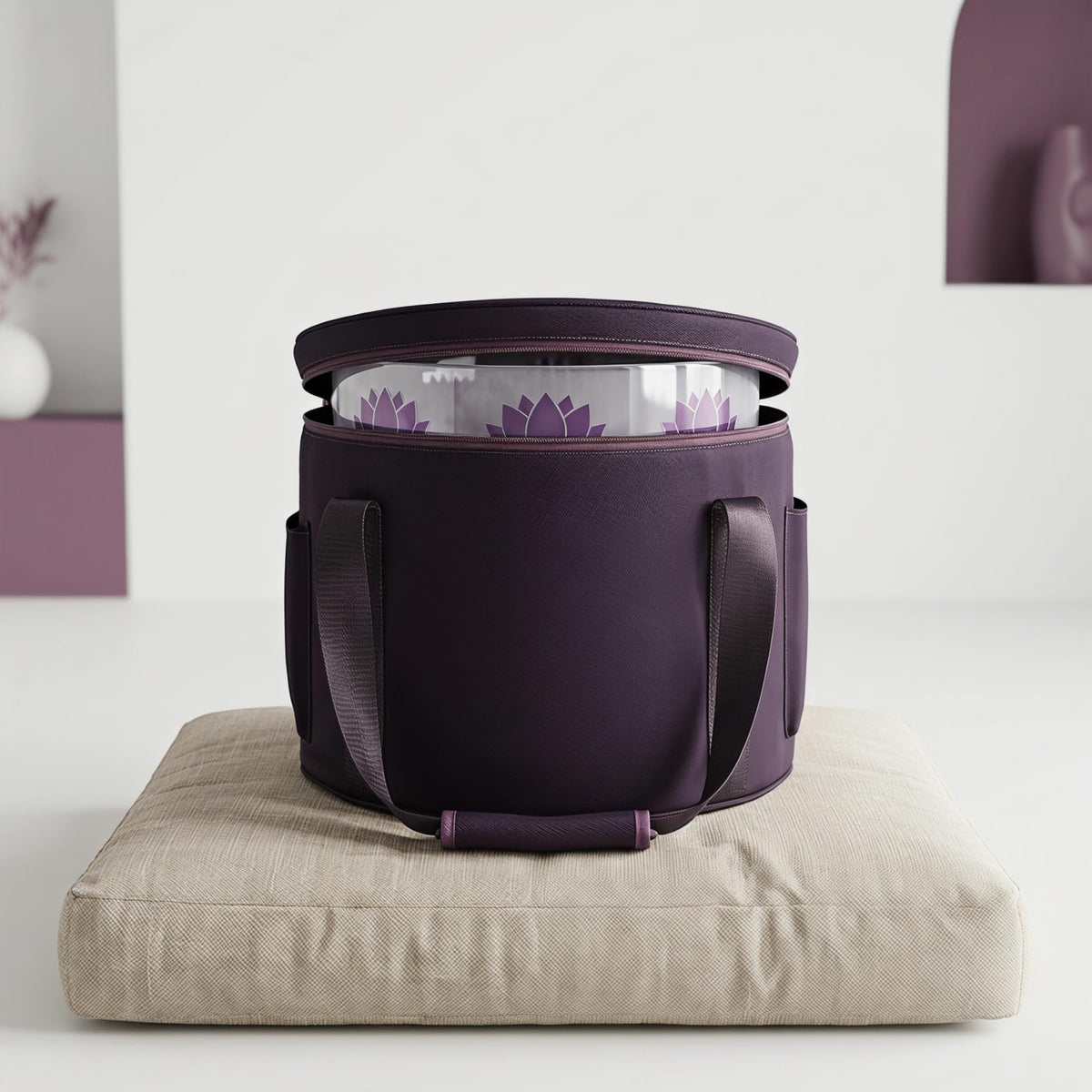 12inch Crystal Singing Bowl Carrying Case Bag (36x36x27cm / Purple)