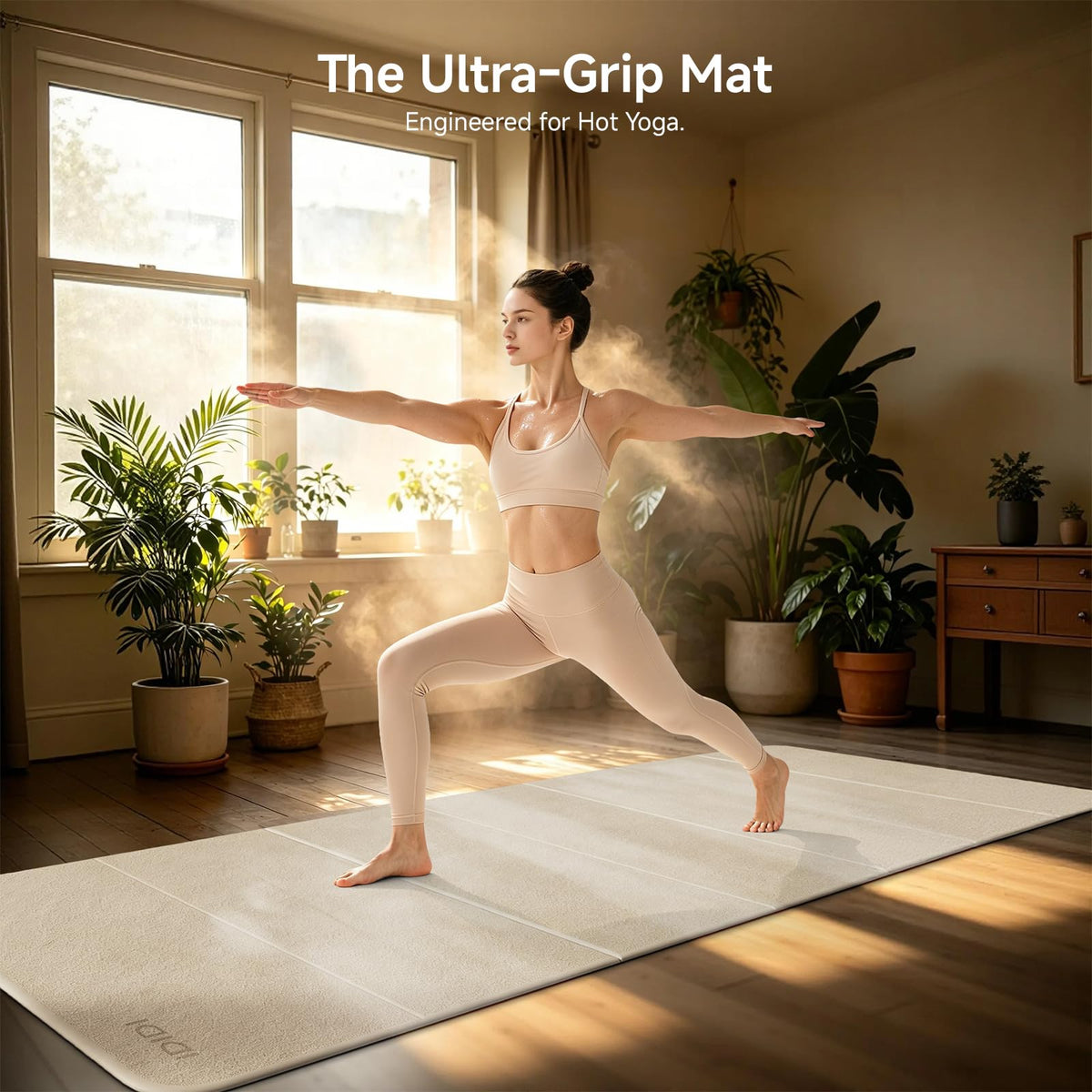 Foldable Yoga Mat 74.8"x26"x0.4" (Beige)