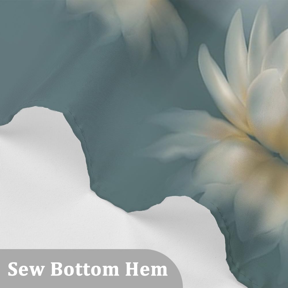72x84inch Japanese Lotus Shower Curtains for Bathroom Waterlily Floral Blossom Dragonfly Gradient Bath Curtain for Asian Zen Spa Washroom Decoration Waterproof Polyester Fabric with Hooks (72"W x 84"L (Pack of 1) / Grey Blue)