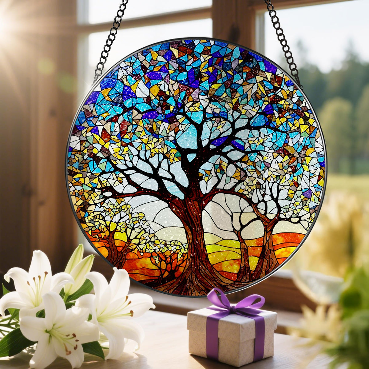 Stained Glass Window Hanging (Tree of Life)