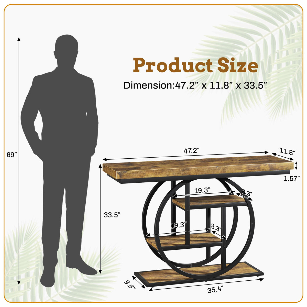 Entryway Table for Foyer (Brown 1 / 47.2"W)
