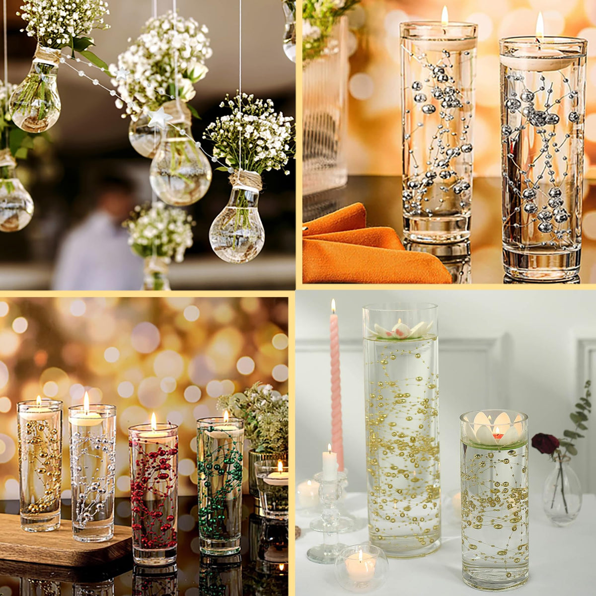 100 PCS Artificial Floating Beads for Centerpieces Vases (Lightpink / 8+3mm(100pcs))