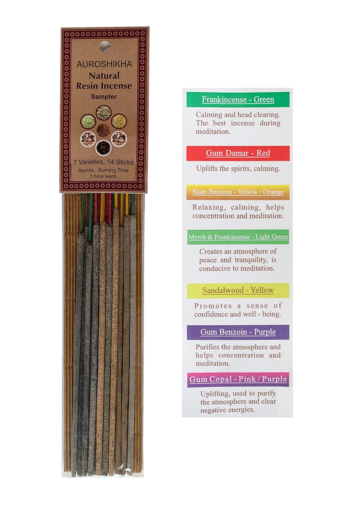 Aursohikha Natural Resin Incense Sticks Sampler 2 Sticks Each