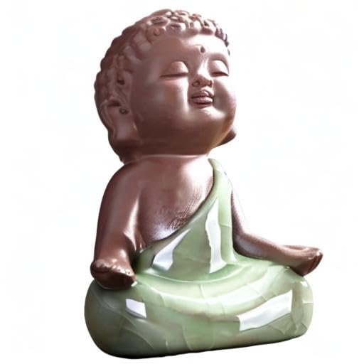 Ceramic Tiny Cute Baby Buddha Statue Monk Figurine (C)