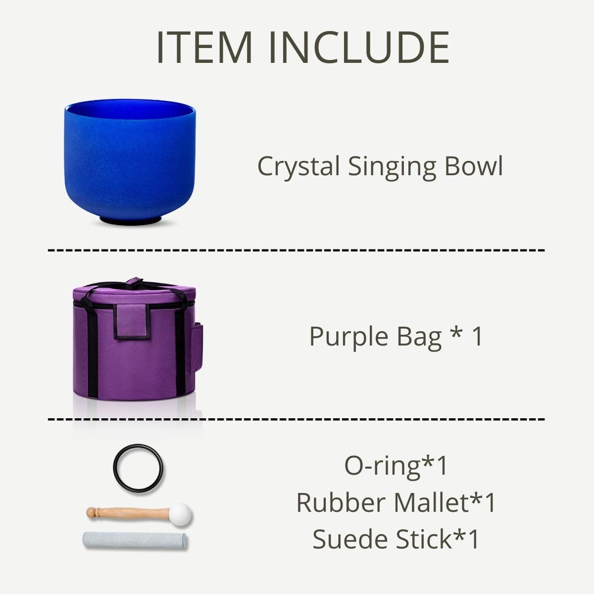 Crystal Singing Bowl 8 in Indigo A Note 432Hz with Carrying Case (Indigo A Note)