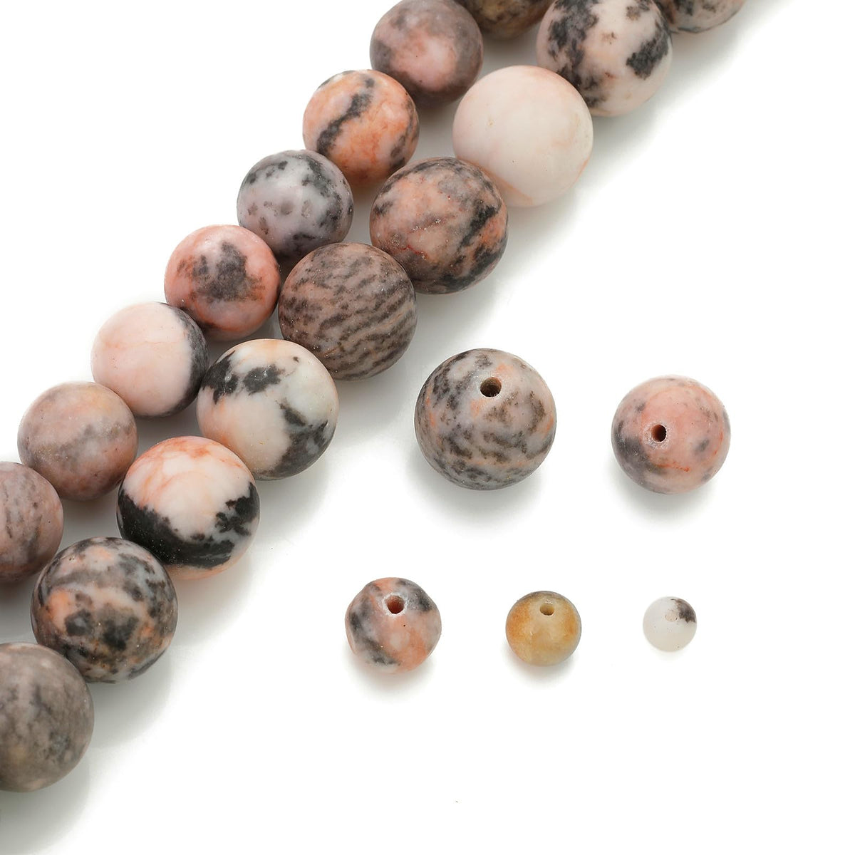 108 Pcs Pink Zebra Beads for Jewelry Making 8 MM Pink Zebra Gemstones Loose Stone Beads (Pink Zebra / 8MM, 108pcs)