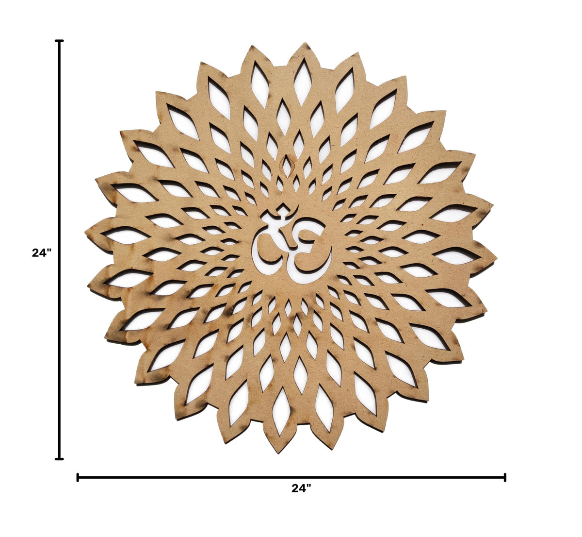 Red Om Round Decorative Wall Art Mdf Wooden Om Chakra For Temple (Marking OM-Red / 24"L x 24"W)