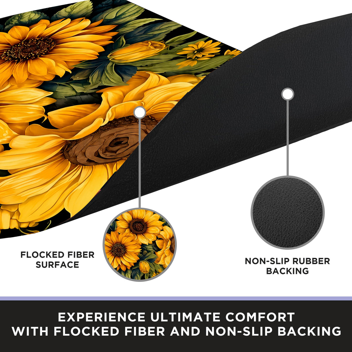 Sunflower Half Round Doormat 35.4x23.6 In (Sunflower / 1'11" x 2'11" (Semicircular))