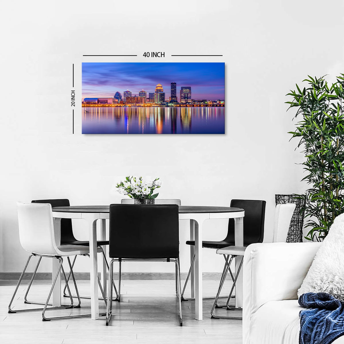 Louisville Skyline Wall Art Kentucky Wall Decor Sunset Downtown Pictures Waterfront Park Landscape Canvas Prints Painting Modern Cityscape Artwork for Bedroom Living Room Home Decoration 20x40” (40"L x 20"W / Louisville)