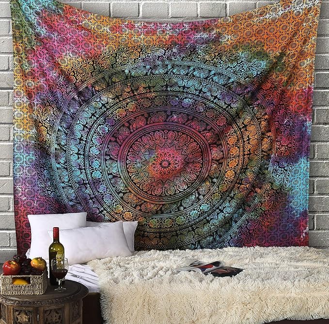 Cotton Mandala Tapestry (Tie-dye / 30"L x 40"W)