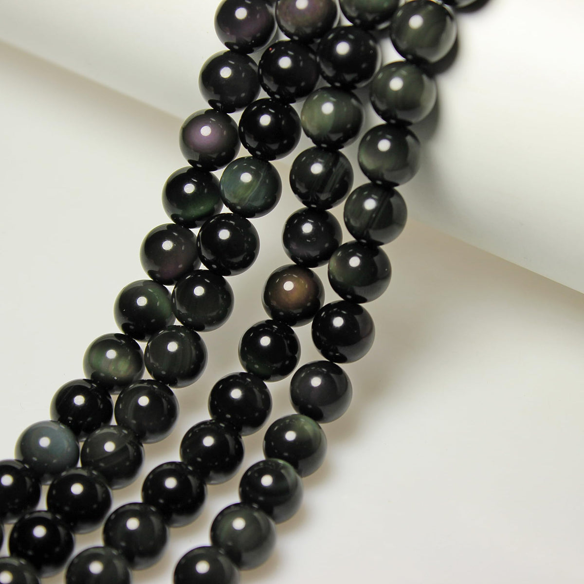 Rare Collection Natural Stone Beads Rainbow Obsidian Round Loose Beads for Jewelry Making DIY Bracelet Necklace (Rainbow Obsidian / 10mm)