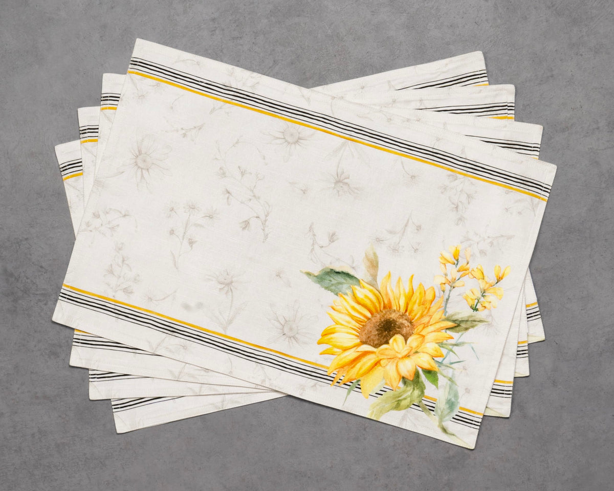 Placemats Set of 4 Reusable 100% Cotton (086 - Candice / 13" X 19" (Pack of 4))