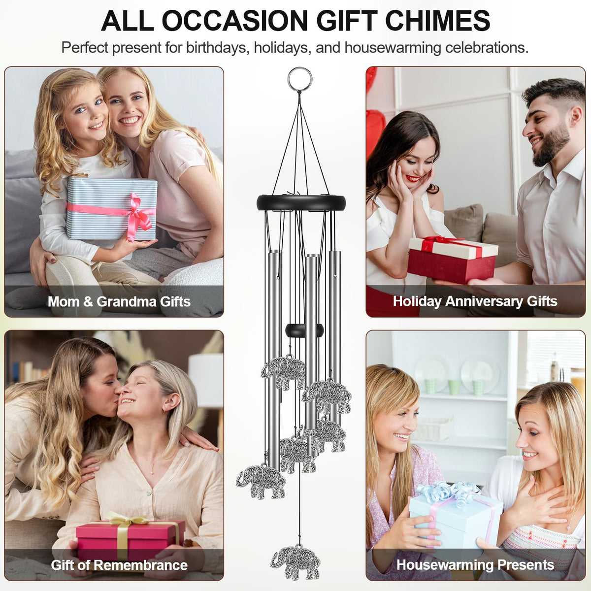 Elephant Wind Chimes for Outside Clearance