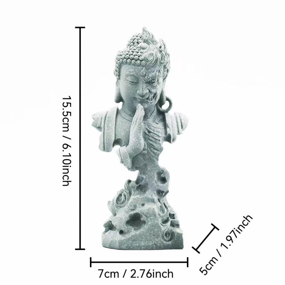 Meditating Buddha Statue Zen Garden Statues Sandstone Thinker Buddha Sculpture Figurine for Fish Tank Aquarium Home Decorations (CS)