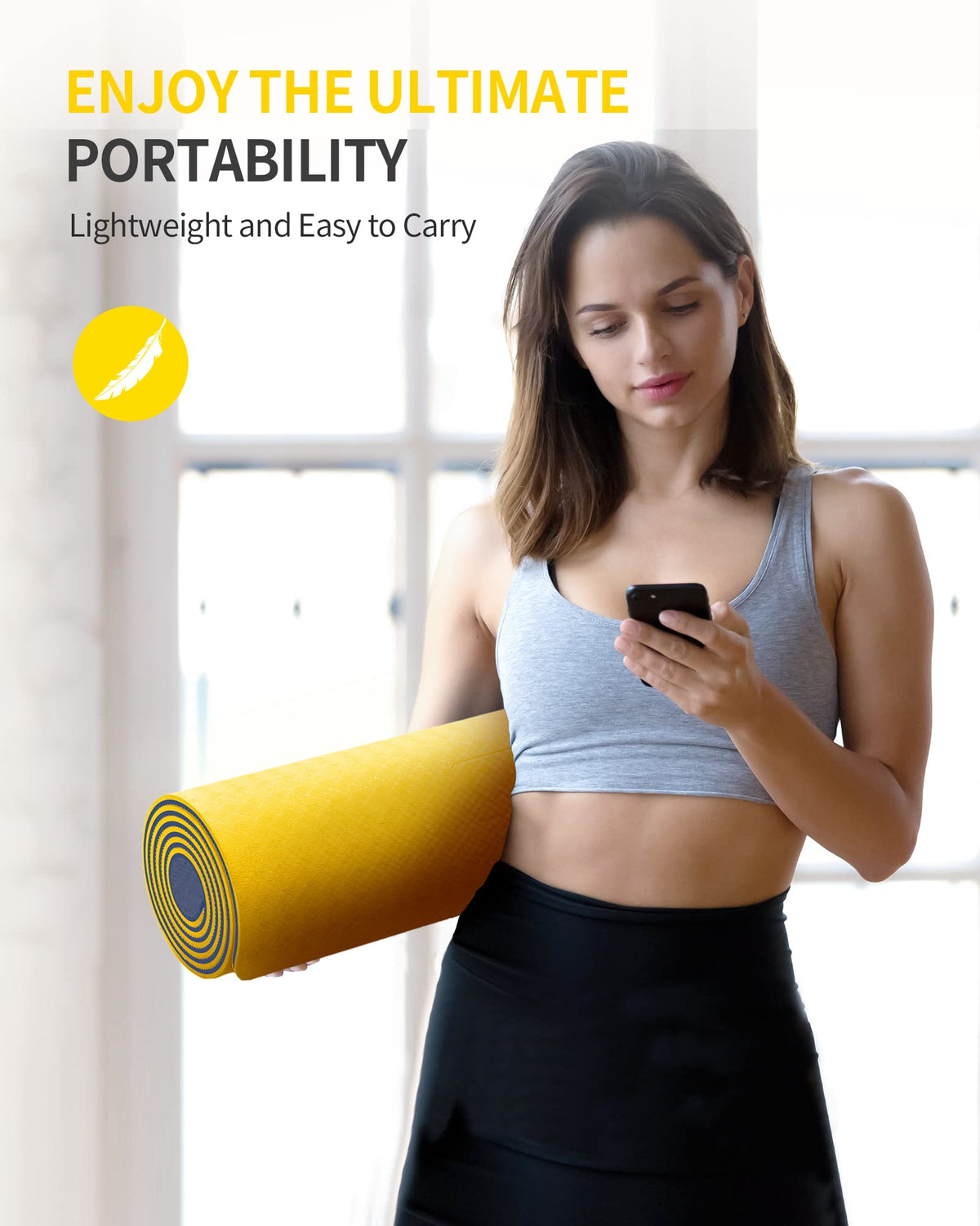 TPE Yoga Mat Non (Yellow+Blue / 72*24*0.24 inch)