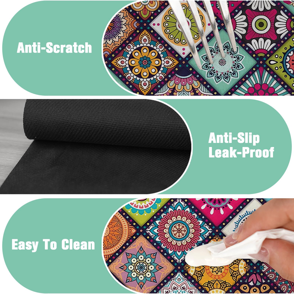 2 Pack Kitchen Sink Splash Guard Faucet Mat 24" X 5.5" Mandala Absorbent Fast Drying Mat Faucet Draining Mat Sink Splash Guard Behind Faucet Drip Catcher for Kitchen Bathroom (24*5.5inx2 / check)