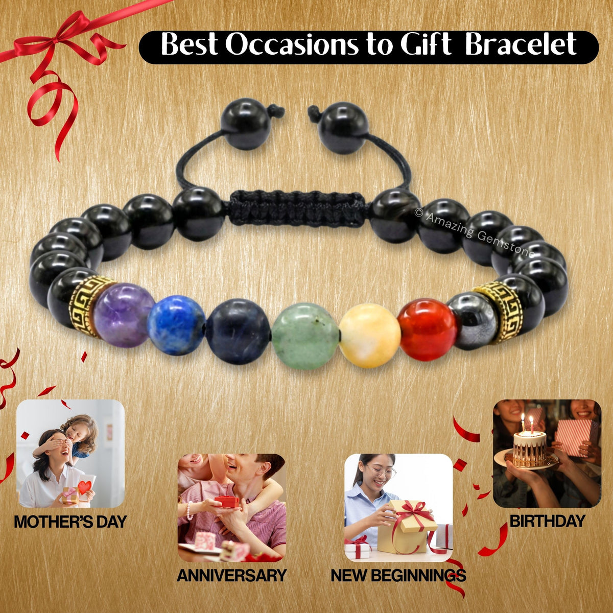 Chakra Black Obsidian Bracelet (Chakra Black Obsidian)
