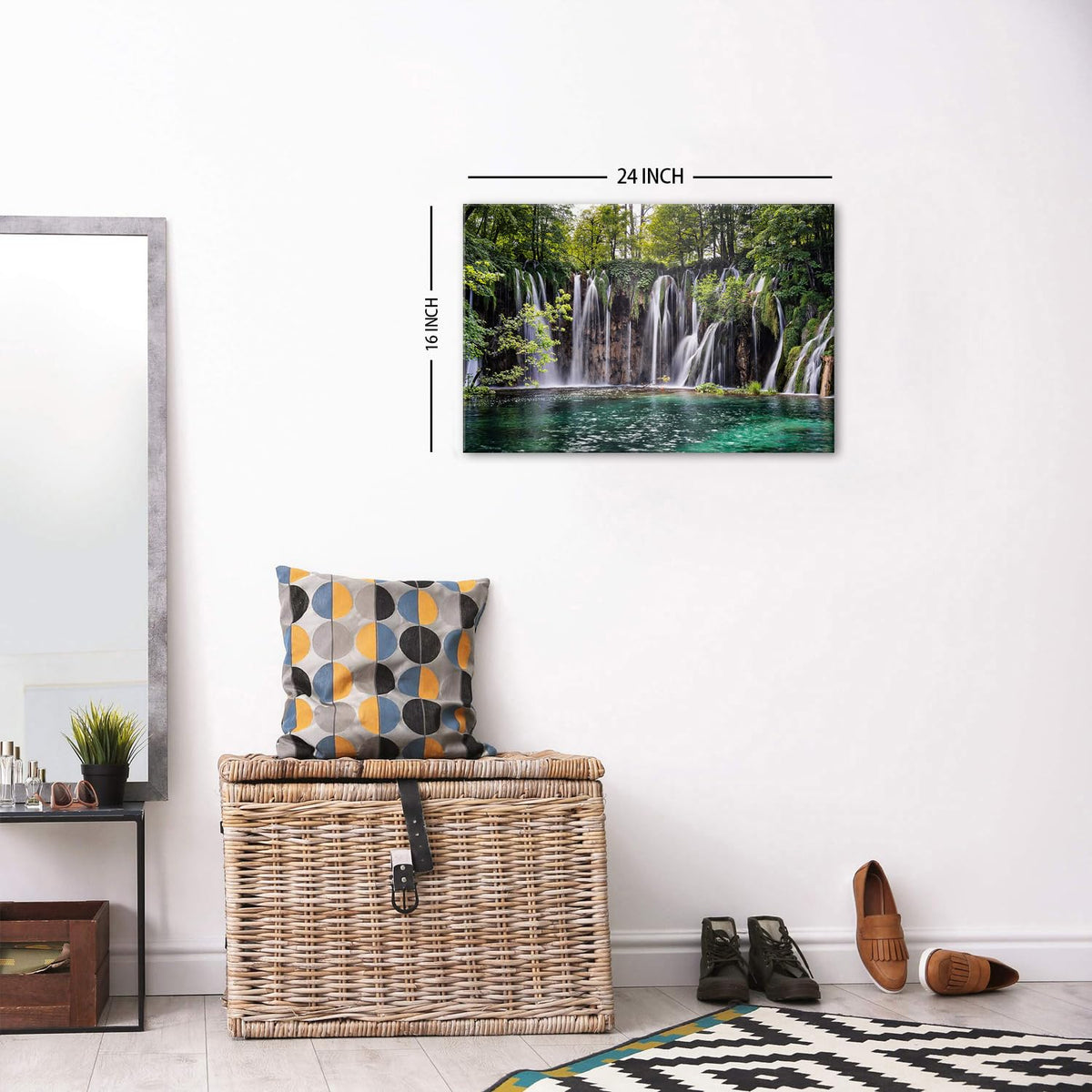 Nature Landscape Wall Art National Park Waterfall Poster Green Forest Canvas Prints Picture Living Room Decor Lake River Painting Tropical Botanical Tree Artwork Bedroom Kitchen Home Decoration 16x24" (24"L x 16"W / Waterfall)