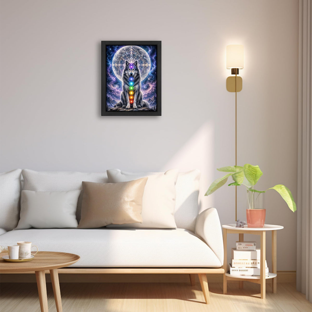 Wolf Moon Decor Wall Art (Wall Art Framed 28 / 24"L x 16"W)