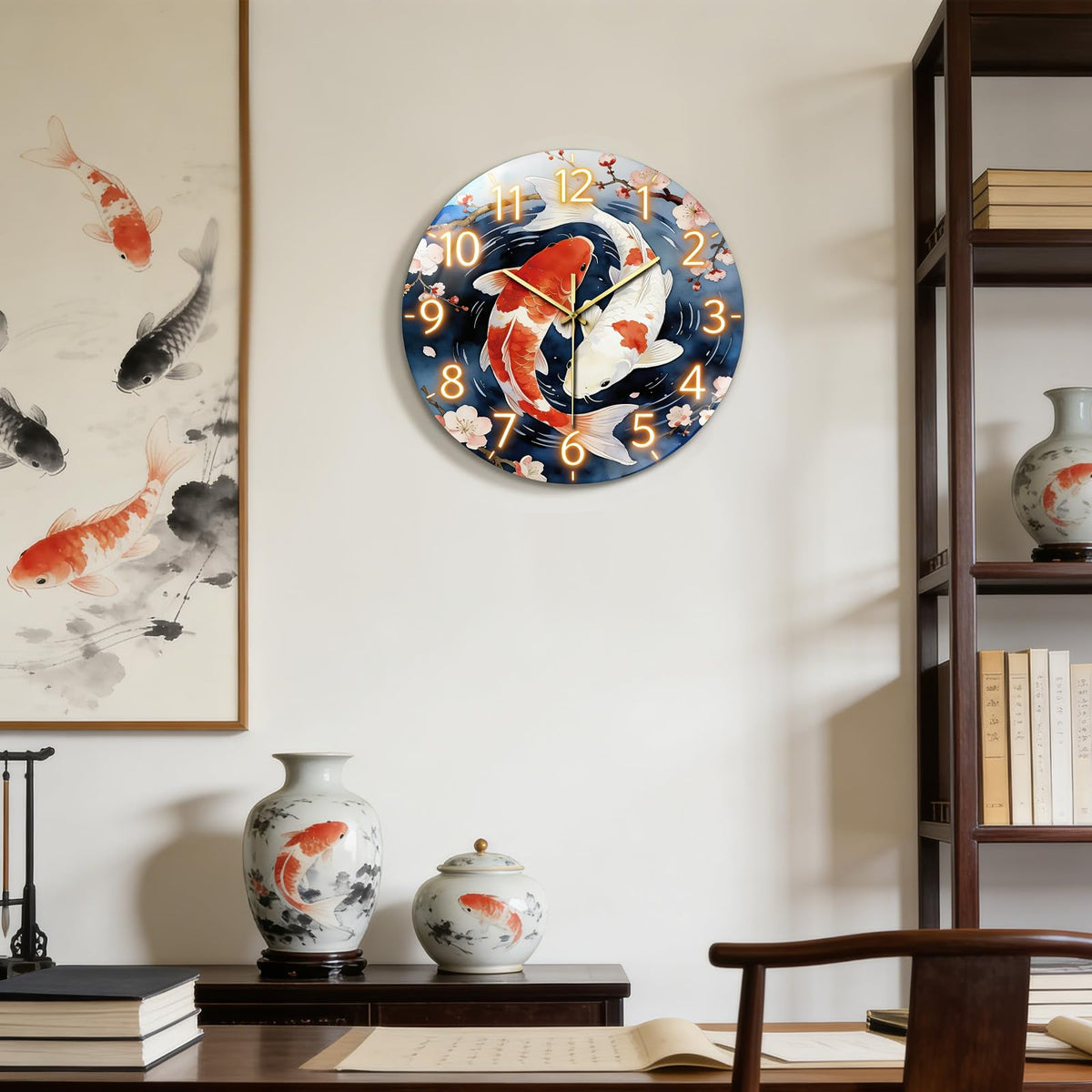 Pair of Koi Wall Clocks Battery Operated (Pair of Koi)