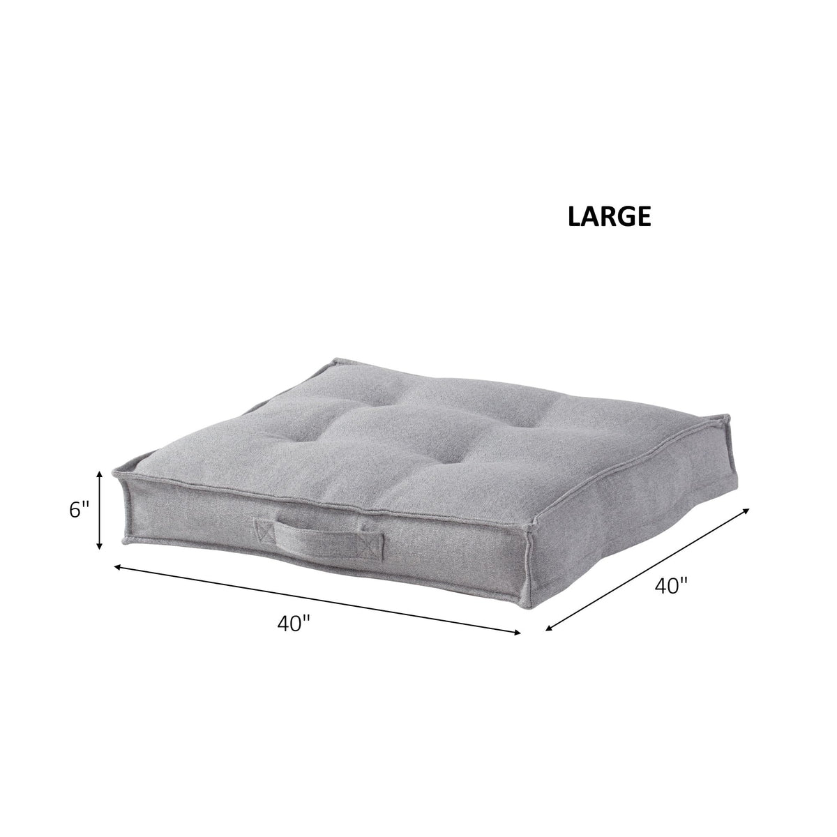 Square Tufted Floor Pillow with Removable Cover (Cement / Large (40"))