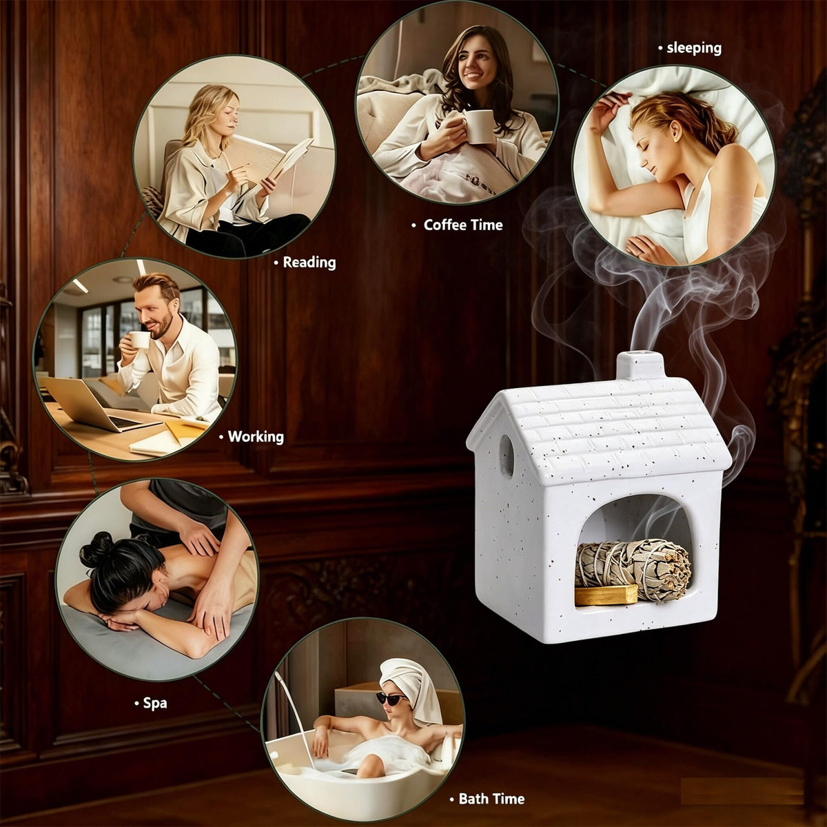 Multifunction Incense and Candle Holder for Burning Sage (C)