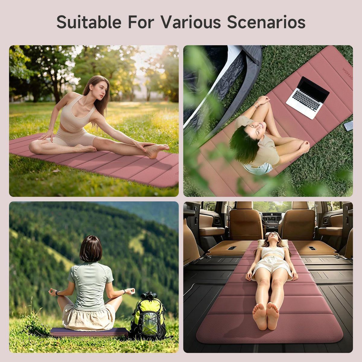 12 Fold POE Yoga Mat (Pink+Navy Blue)