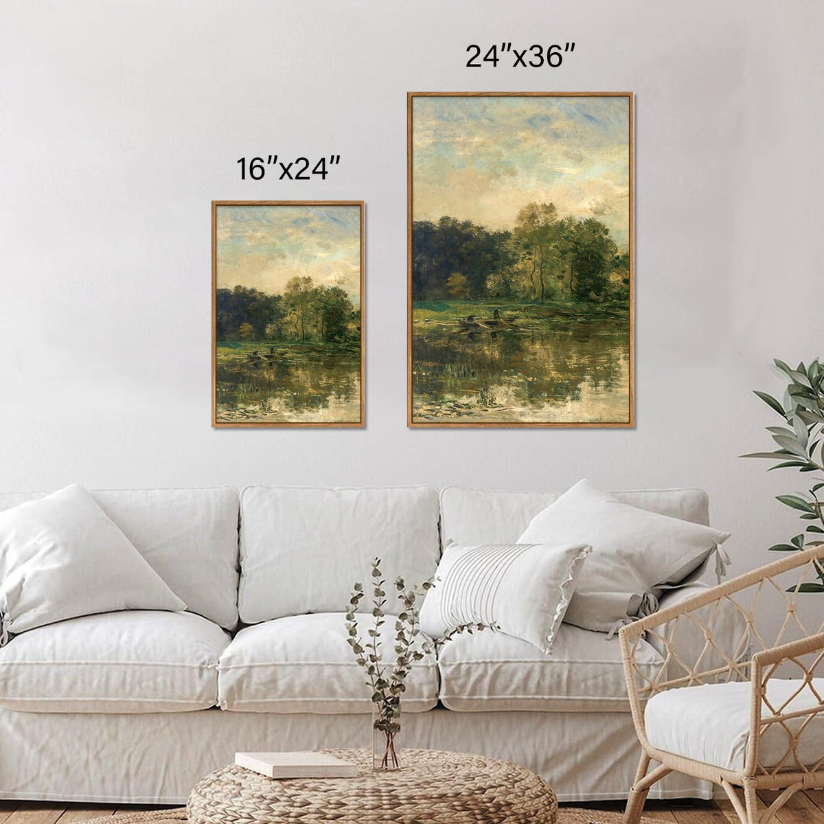 Vintage Nature Framed Canvas Wall Art Set of 3 (French Country / 36"L x 24"W)