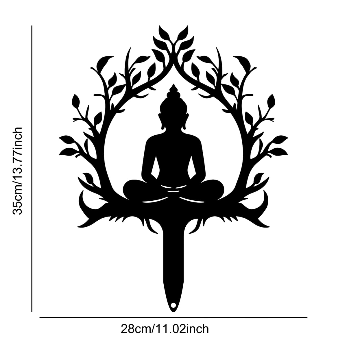 Zen Buddha Metal Garden Stake Decor (Black)