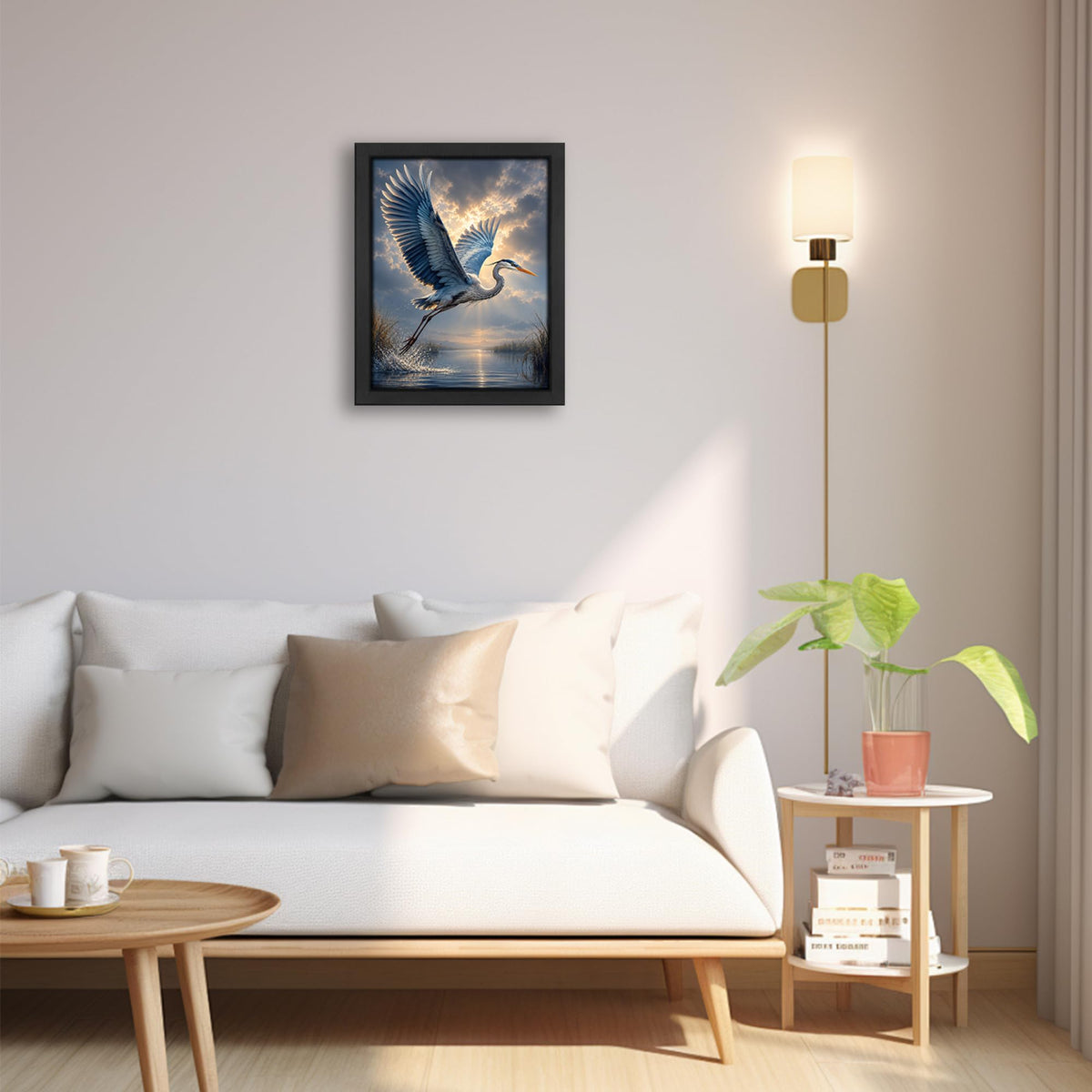 Heron Decor Wall Art (Wall Art Framed 11 / 16"L x 12"W)