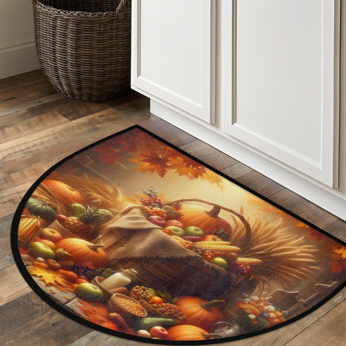 Pumpkin Half Round Door Mat Semi Circle Rug Half Moon Doormat (B:b-21)