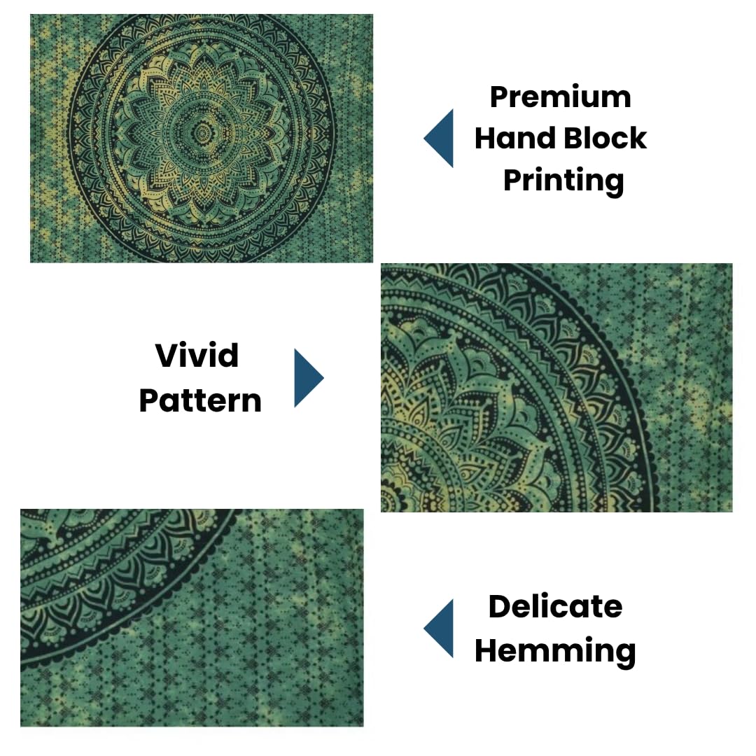 Handmade Cotton Mandala Wall Tapestry (Green / 40"L x 30"W)