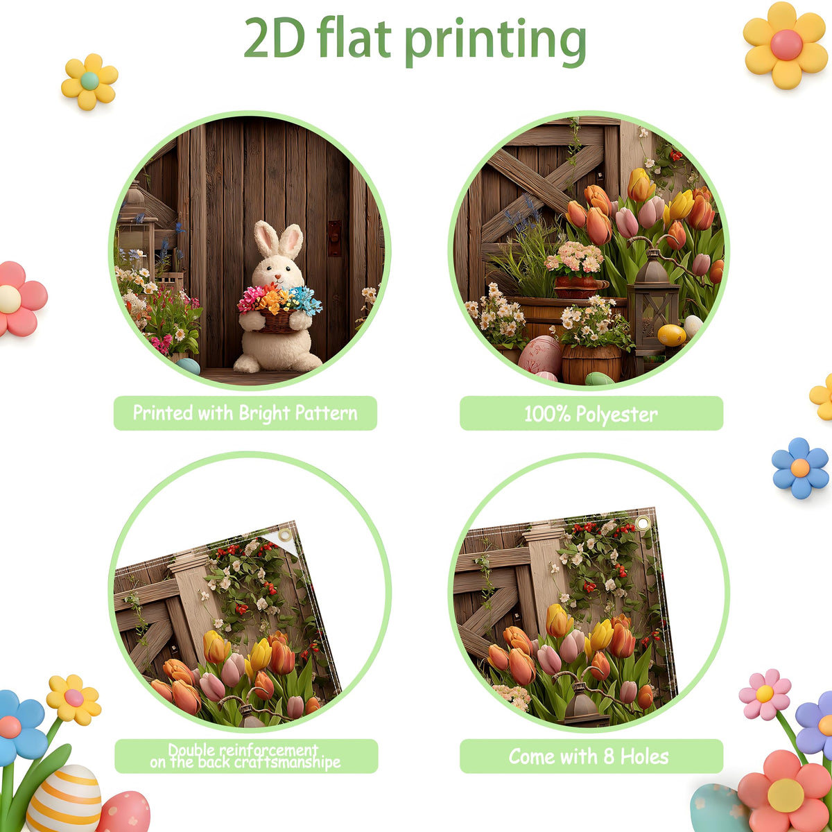 6x13 feet 157x71 inches (Flower Rabbit)