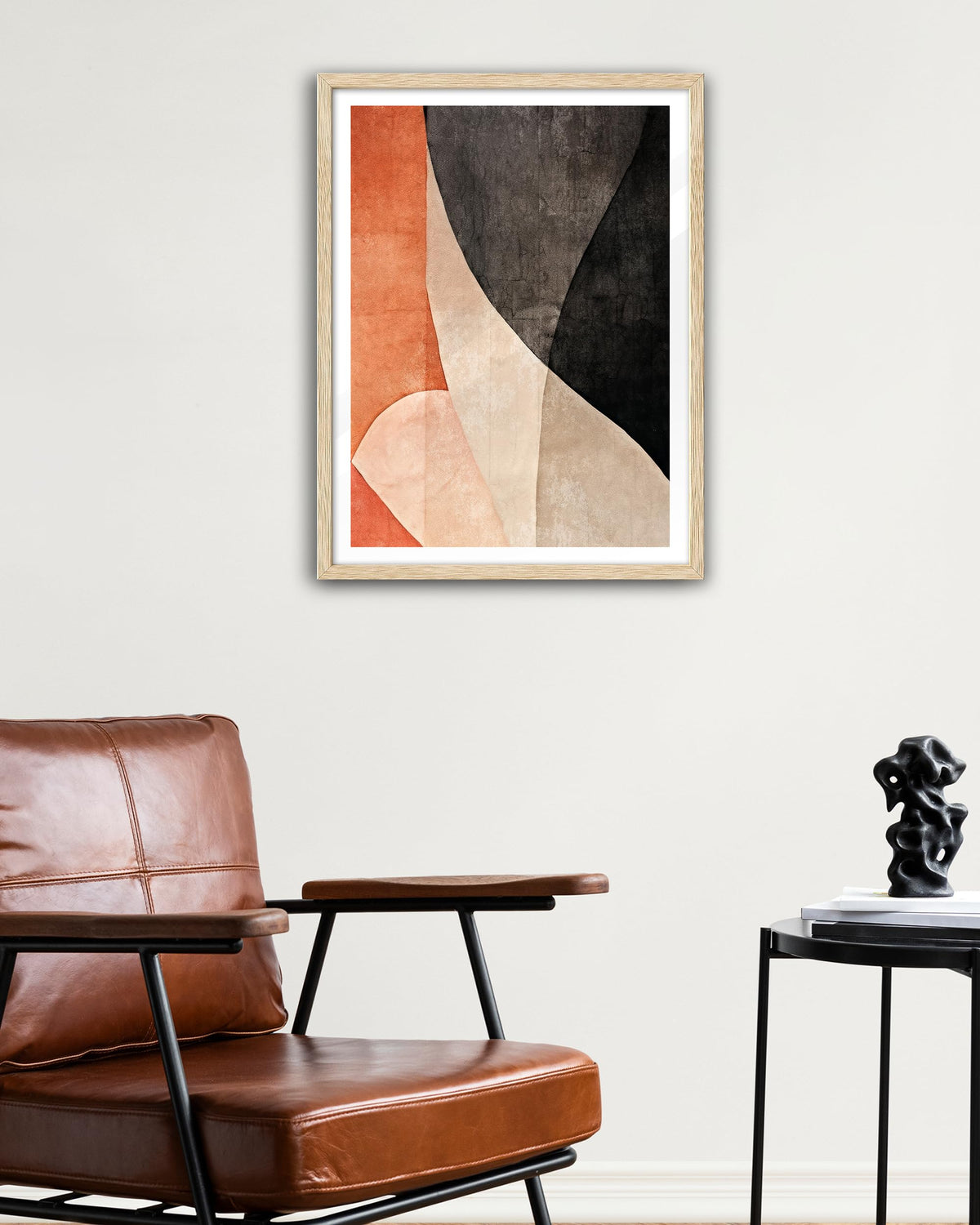 16x20 in Abstract Geometric Modern Minimalist Framed Wall Art (Framed Orange / 20"L x 16"W)