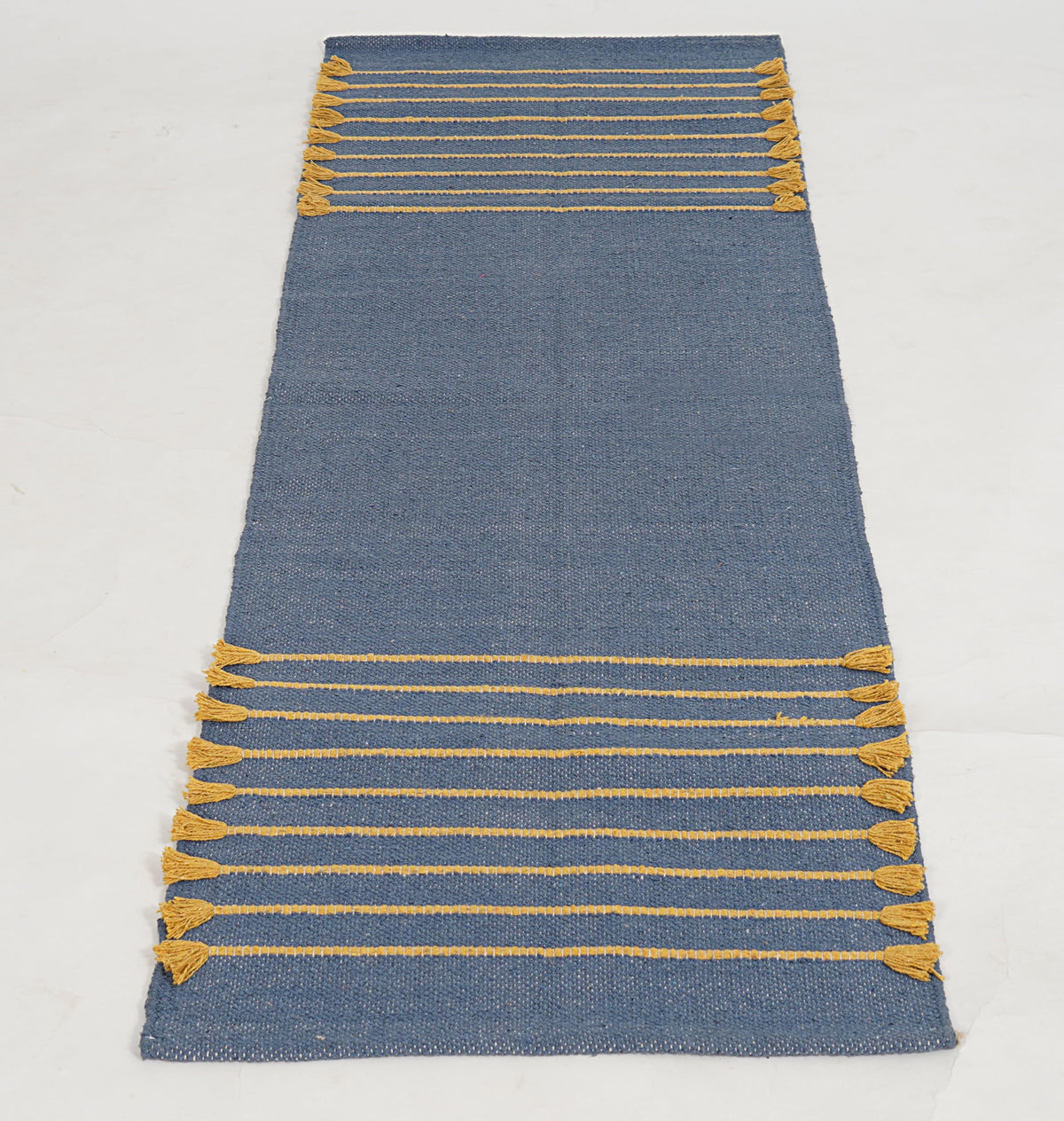Indian Handmade 100% Organic Cotton Yoga Mat (Blue Yellow)