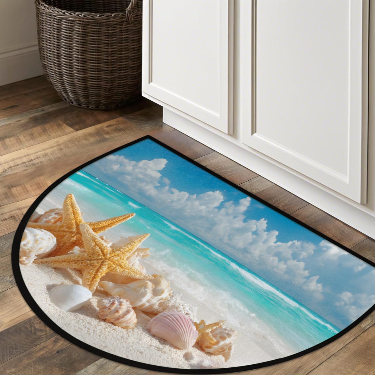Front Door Mat Indoor Outdoor Entrance (A-01 Beach Ocean Starfish)
