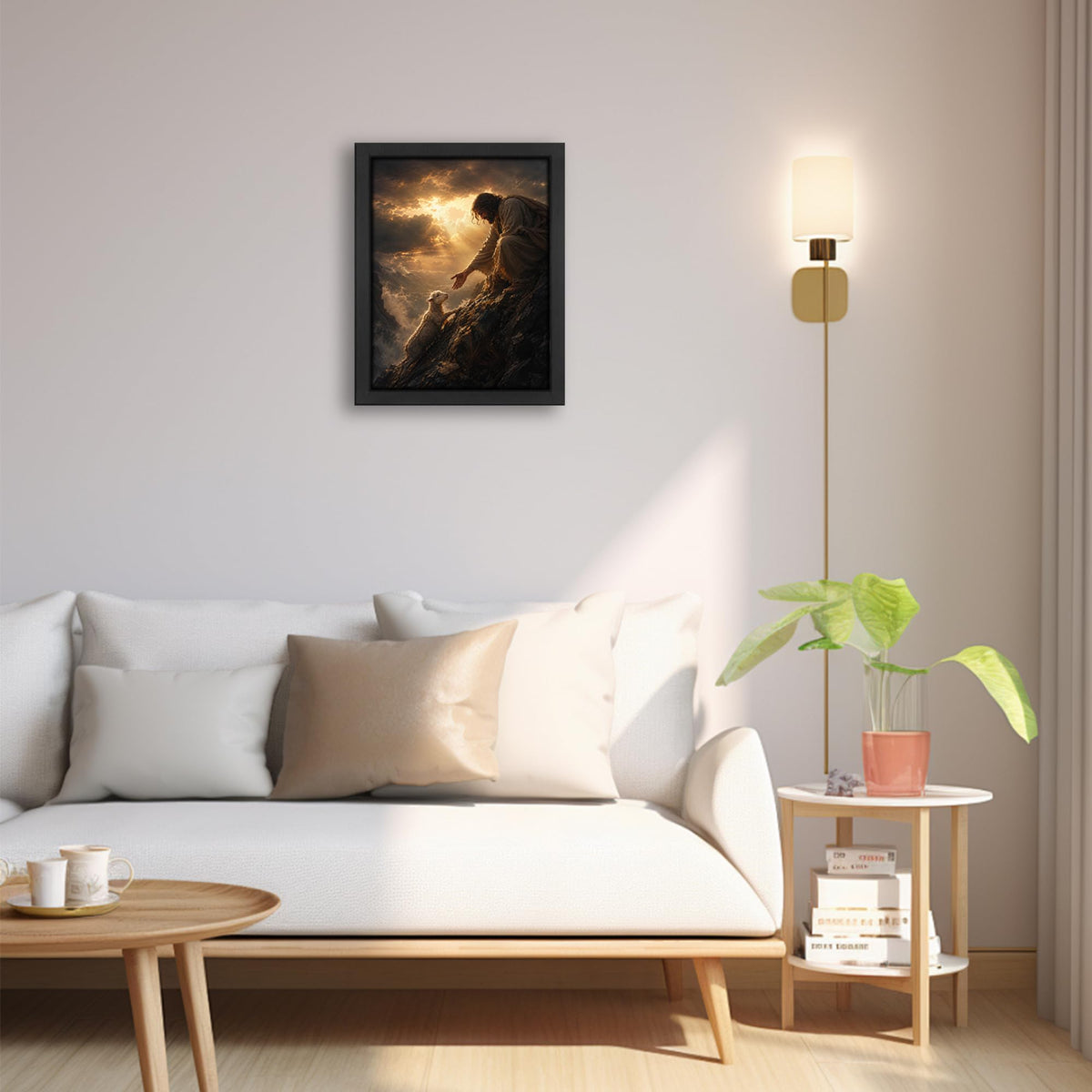 Jesus Lamb Decor Wall Art (Wall Art Framed 19 / 10"L x 8"W)