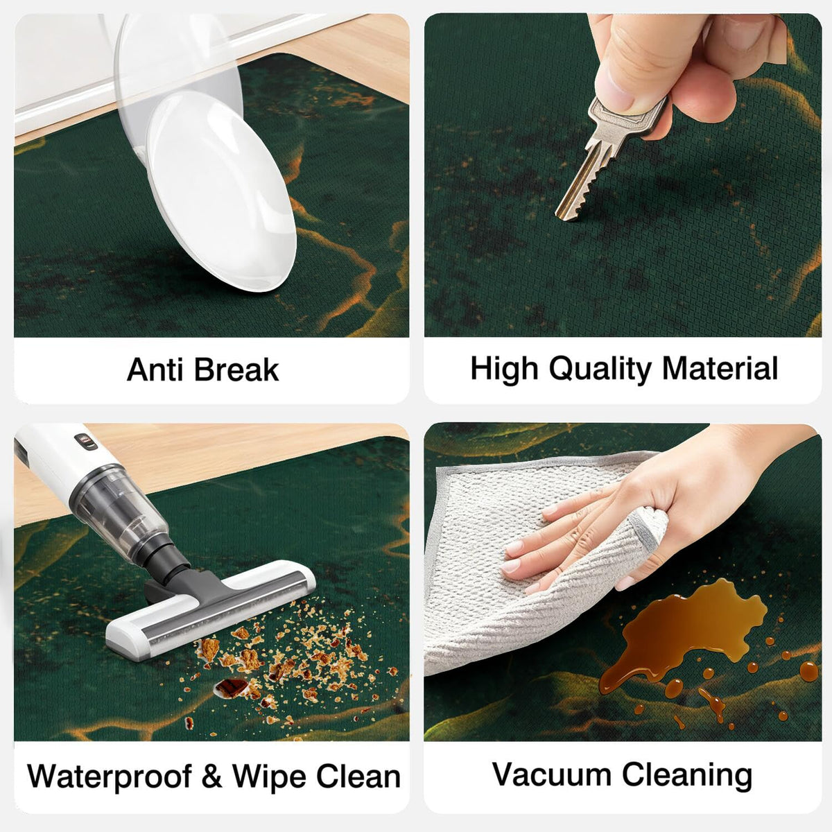 Anti Fatigue Marble Kitchen Rugs Set of 2 (Marble-green)
