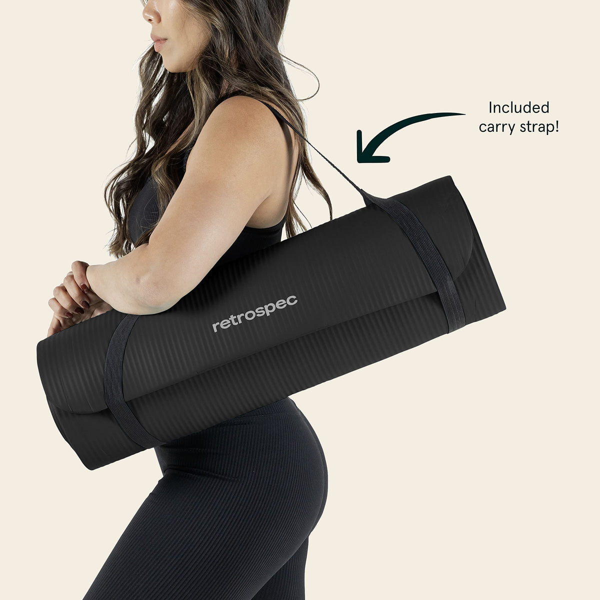 Solana 1 2" Thick Yoga Mat Non Slip Exercise Mat w (Black / 1/2 inch)